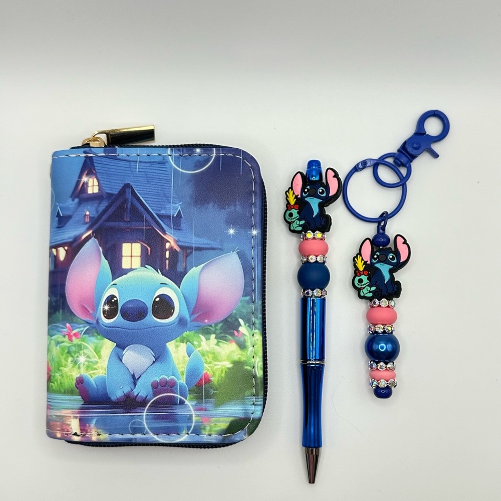 NEW Stitch wallet pen keychain set